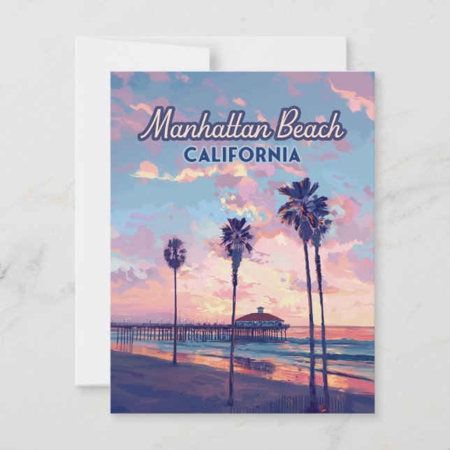 Manhattan Beach California Los Angeles Retro Card (Devant)