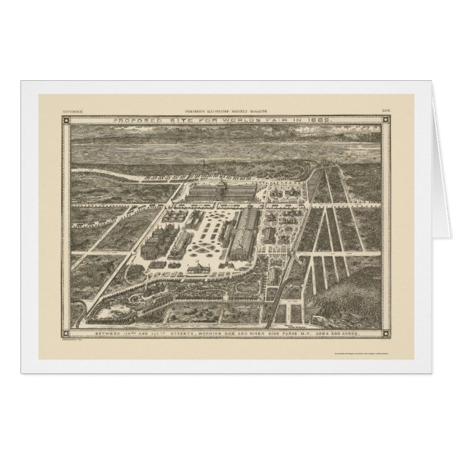 Manhattan, carte panoramique de NY - 1883 (Devant horizontal)