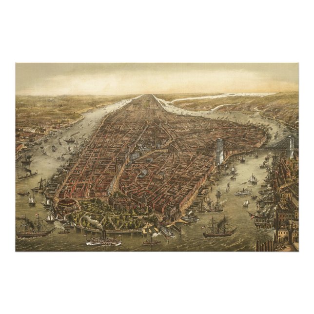 Manhattan New York City Vieux agrandissement photo (Devant)