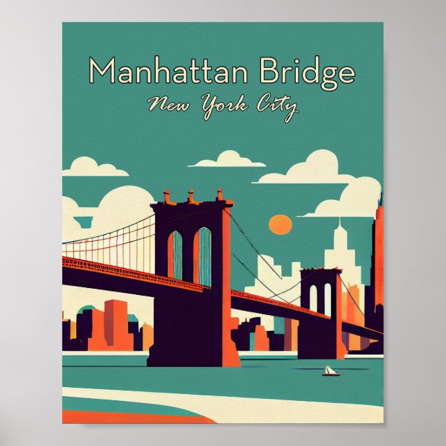 Manhattan pont New York minimaliste Poster Art (Devant)