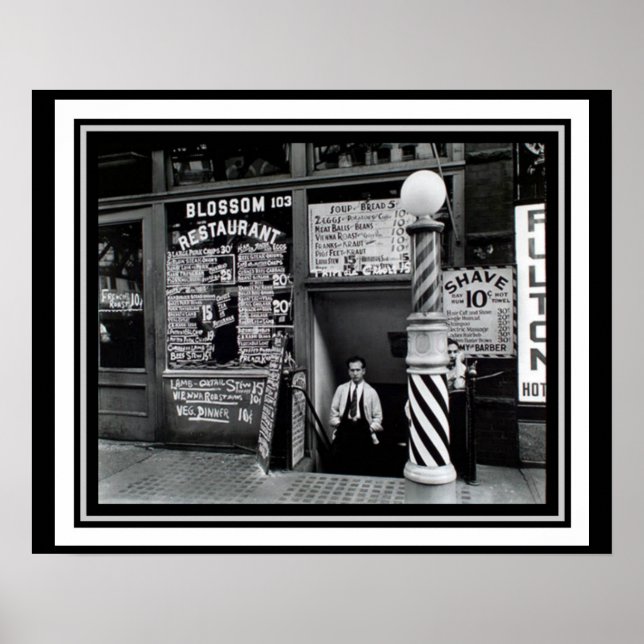 Manhatten Barber Shop Restaurant Poster 16 x 20 (Devant)