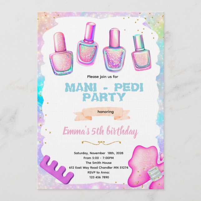 Manicure pedicure spa party invitation (Devant)
