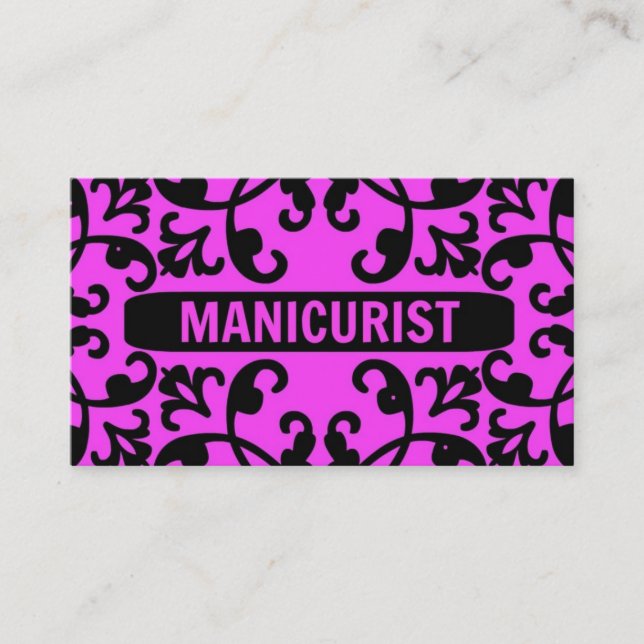 Manicuriste Hot rose Damask Carte de visite (Devant)