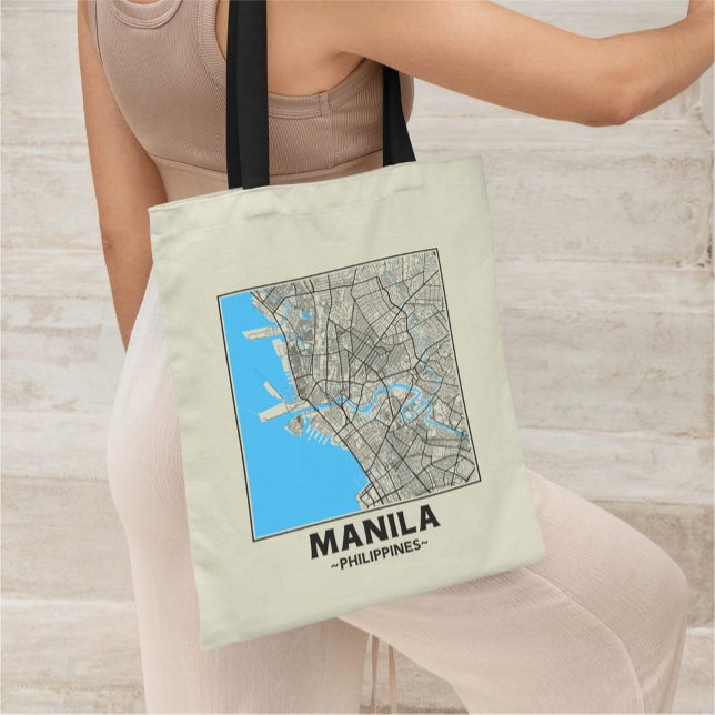 Manila, Philippines, City Map Tote Bag (Créateur téléchargé)