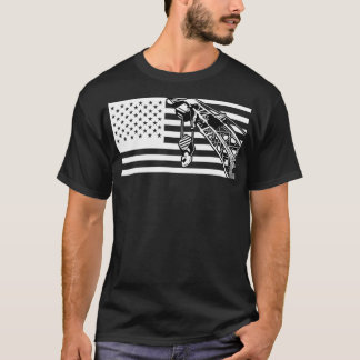 Manipulateur de grue Tshirt US Drapeau Mens Lourds