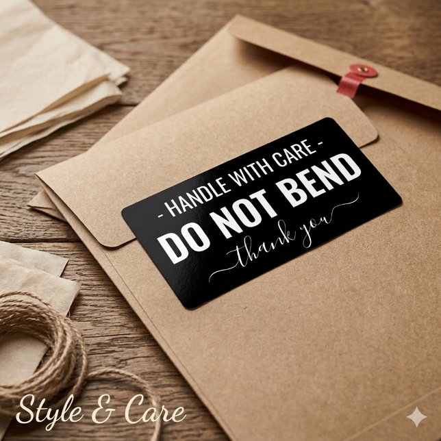 Manipuler avec Soin - Ne Pas Plier Étiquette d'Exp (Handle with Care - Do Not Bend Black Shipping Label)