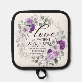 Manique 1 Corinthiens 13:4 L'amour est patient Violet Flor
