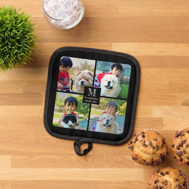 Manique 4 Photo Collage Customisé avec Monogramme (De haut en bas)