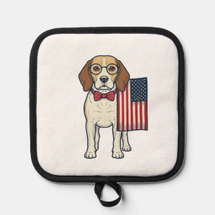 Manique Beagle patriotique avec drapeau vintage vector art