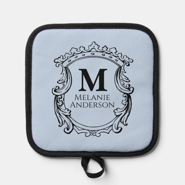 Manique Blason Monogramme Bleu Élégant  (Recto)
