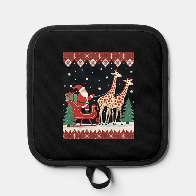 Manique Boys Girls Santa Claus Riding Giraffe Sleigh Ugly  (Recto)