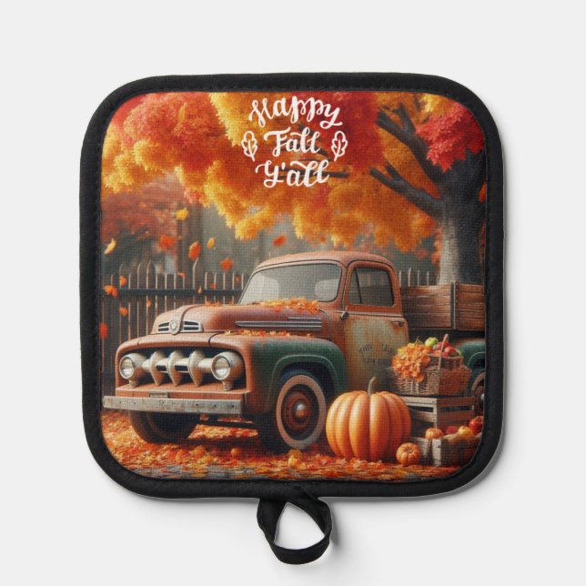 Manique Camionnette rustique/vintage de ferme d'automne (Recto)