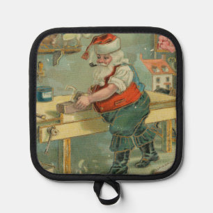 Manique Carte de Noël vintage - Santa dans son atelier