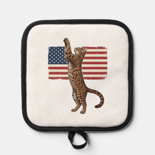 Manique Chat patriotique Drapeau américain Design vectorie