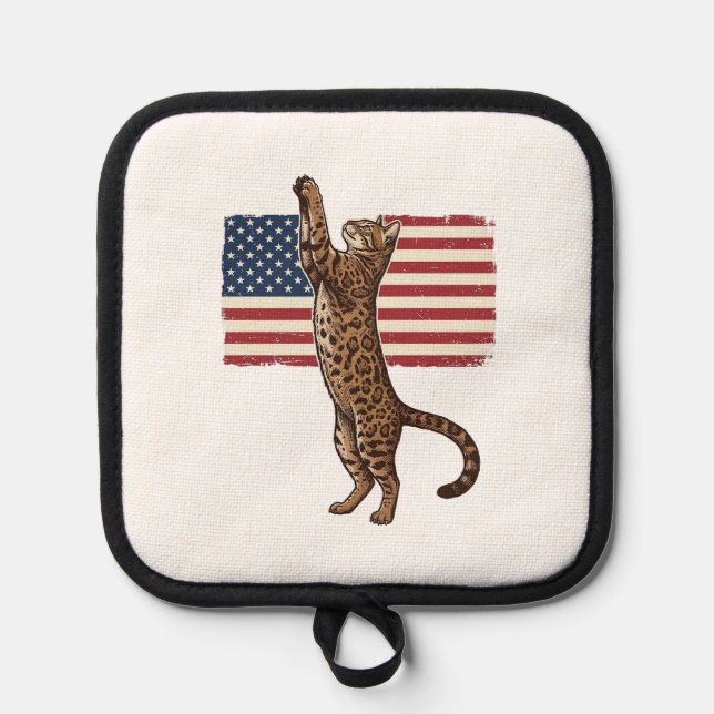 Manique Chat patriotique Drapeau américain Design vectorie (Recto)