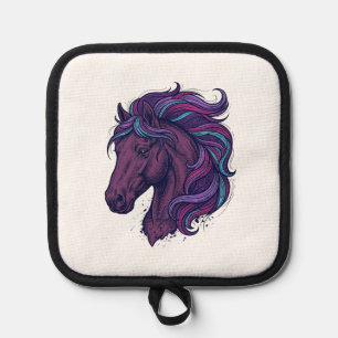 Manique Chemise d'art de tête de cheval colorée gravée vin