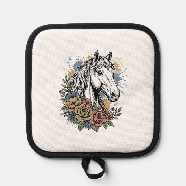 Manique Chemise vectorielle de conception de cheval floral (Recto)