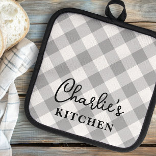 Manique Chèques blancs gris plaid moderne nom cuisine