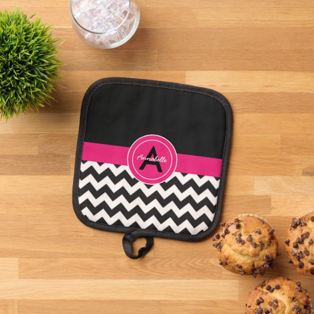 Manique Chevron rose noir (De haut en bas)