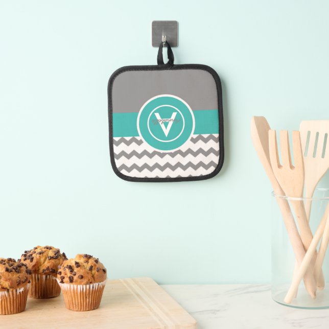 Manique Chevron Turquoise gris (In situ (suspendu))
