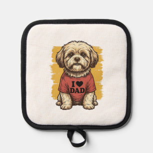 Manique Chien Mignon J'Aime Papa Gravure Vintage Vector De