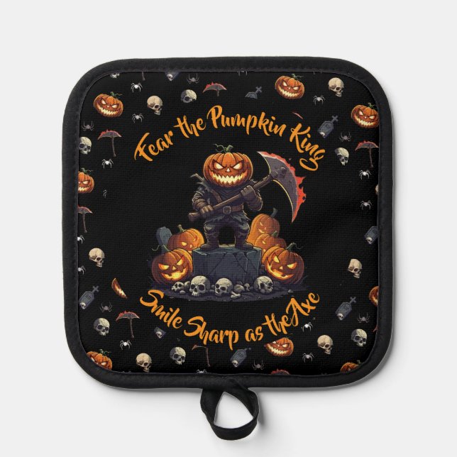 Manique 🖤 Citrouille noir King Oven Mitt Set 🎃 (Recto)
