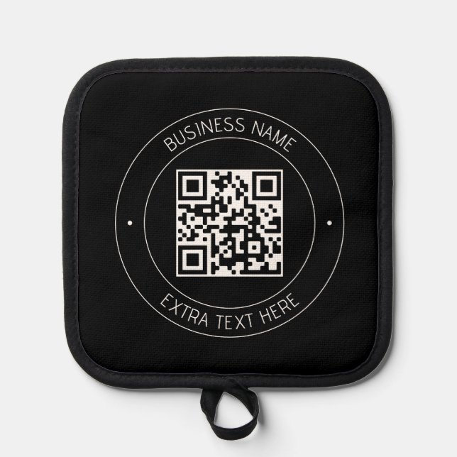 Manique Code QR et texte modifiable | Noir et blanc (Recto)