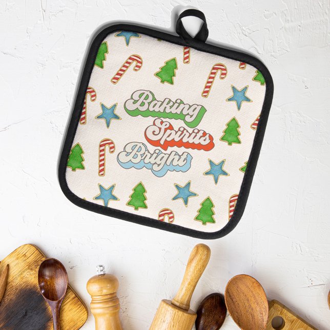 Manique Cookies de Noël mignons (Baking Spirits Bright Christmas Cookies Oven Mitt.)