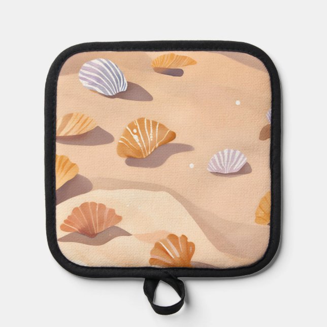Manique Coquillages dans le Sable | Aquarelle Océan Plage (Recto)