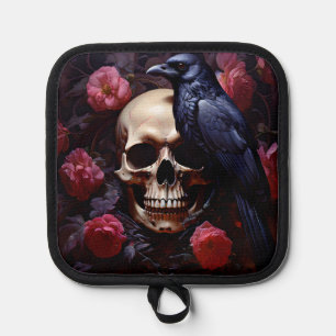 Manique Crâne corbeau et Roses