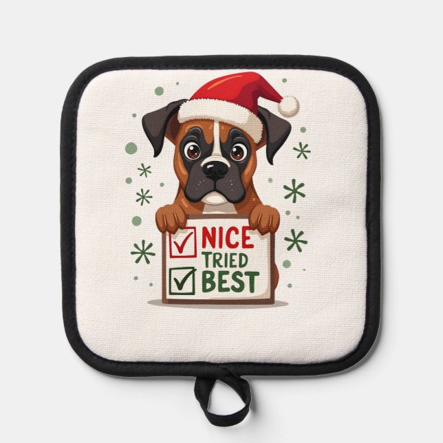 Manique Cute Boxer dog Dog Christmas Nice Tried my Best  ( (Recto)