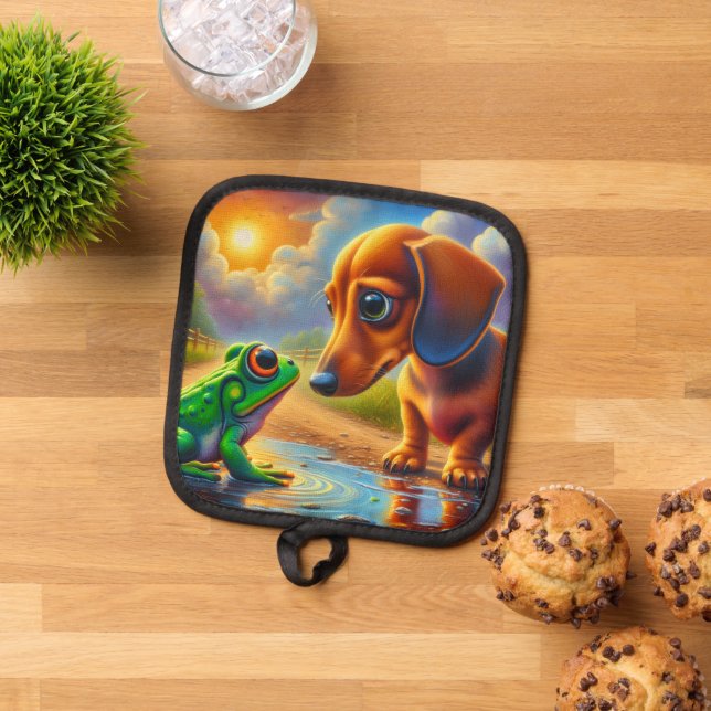 Manique Dachshund et grenouille mignons (De haut en bas)