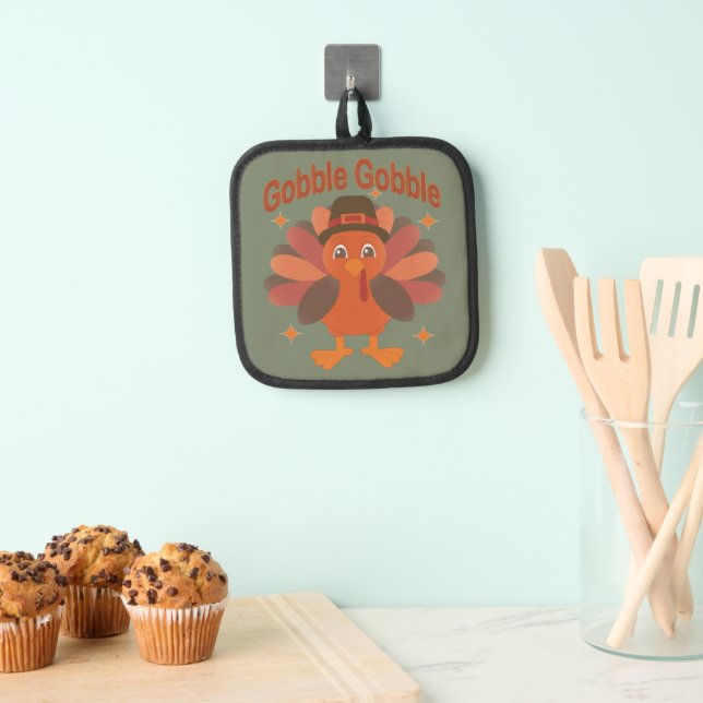 Manique Dessin de dinde de Thanksgiving mignon – “Gloussem (In situ (suspendu))