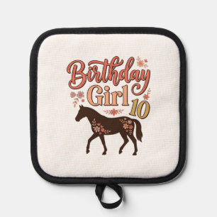Manique Fille d'anniversaire 10 Cheval Floral Design Vecto