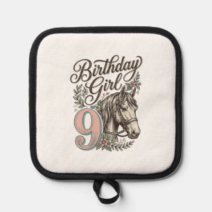 Manique Fille d'anniversaire 9 Cheval Floral Gravure Vinta