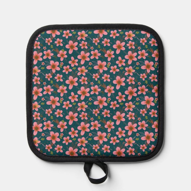 Manique Floral rose, orange et bleu (Recto)