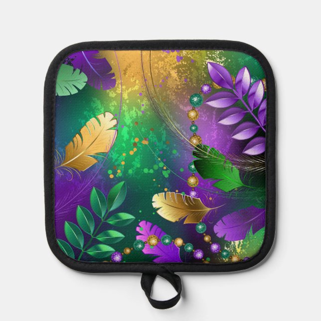 Manique Fond iridescent de mardi gras avec des perles (Recto)