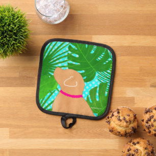Manique Green Tropical Island Pot-Pot-Chien jaune