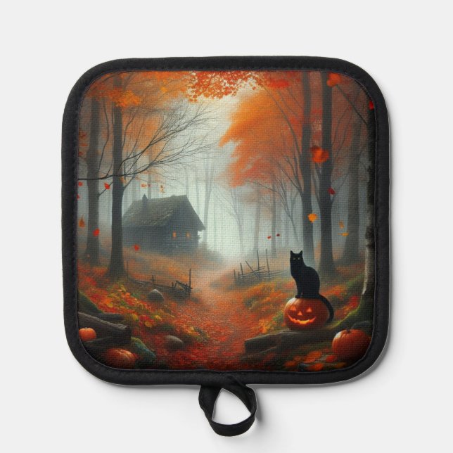 Manique Halloween/Automne/Automne/citrouille/chat (Recto)