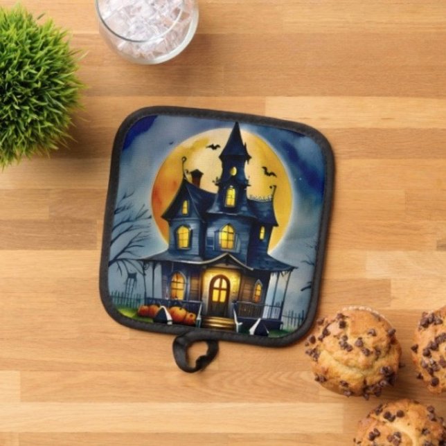 Manique Haunted Hollow & Lune  (Pot Holder Full rubber protection cover no slip silicon hanging loop. )
