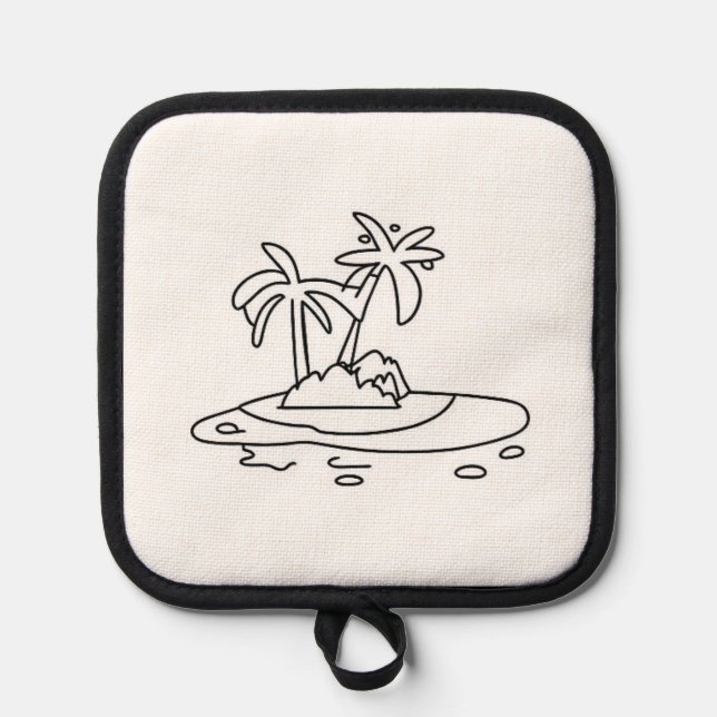 Manique Île paradisiaque, dessin au trait (Recto)