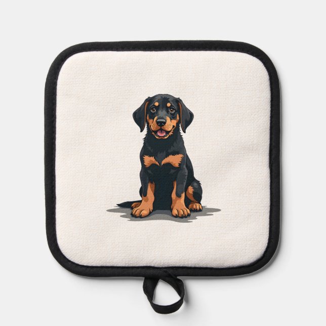 Manique Illustration de dos de chien noir et feu vintage P (Recto)