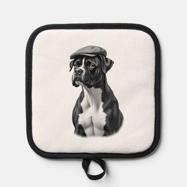Manique Illustration graphique monochrome de chien Boxer v (Recto)