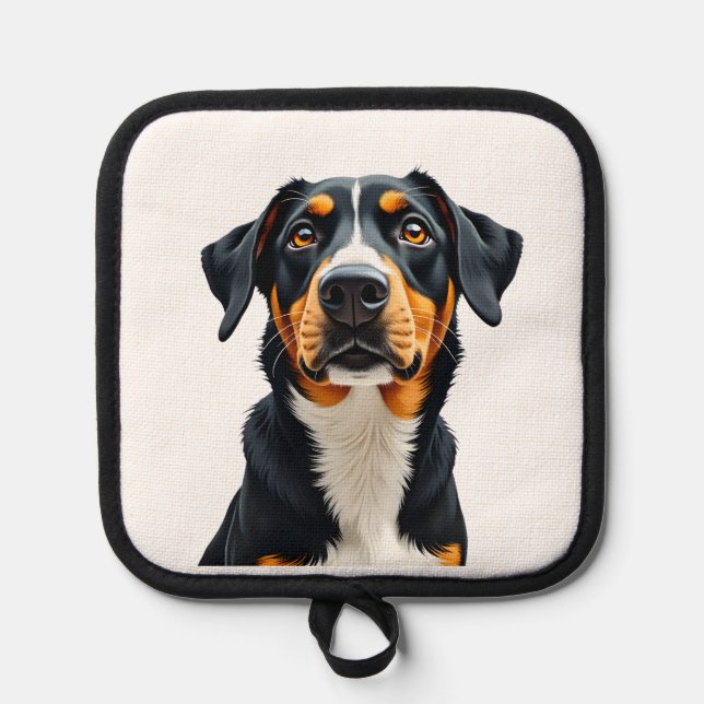 Manique Illustration Rétro Portrait de Chien Coloré Vintag (Recto)