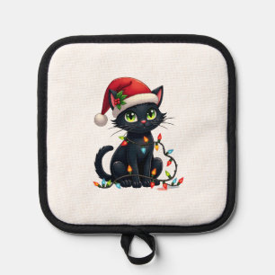 Manique Lumières de Noël Chat Noir Chapeau de Père Noël Dr