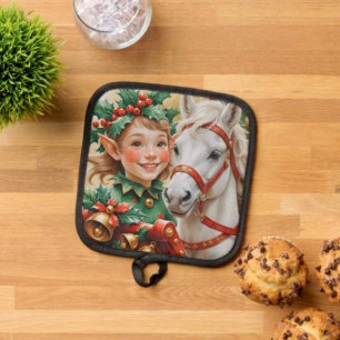 Manique Lutin de Noël au houx et au cheval