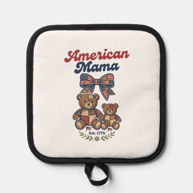 Manique Mama Américaine Ours Patriote Patchwork Vector Des (Recto)
