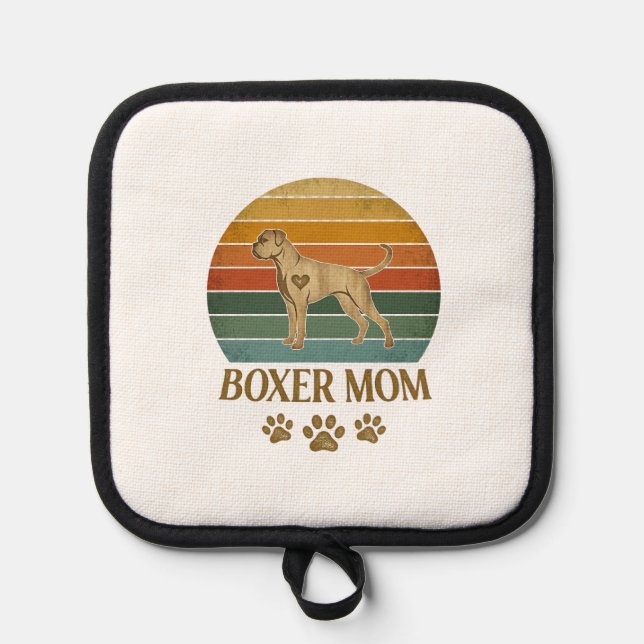 Manique Maman Boxer Chien Rétro Coucher de Soleil Empreint (Recto)