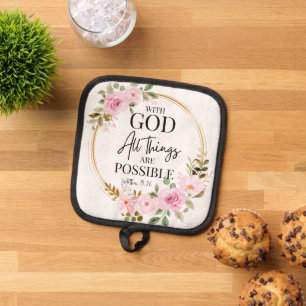 Manique Matthieu 19:26 Possible avec Dieu rose Floral