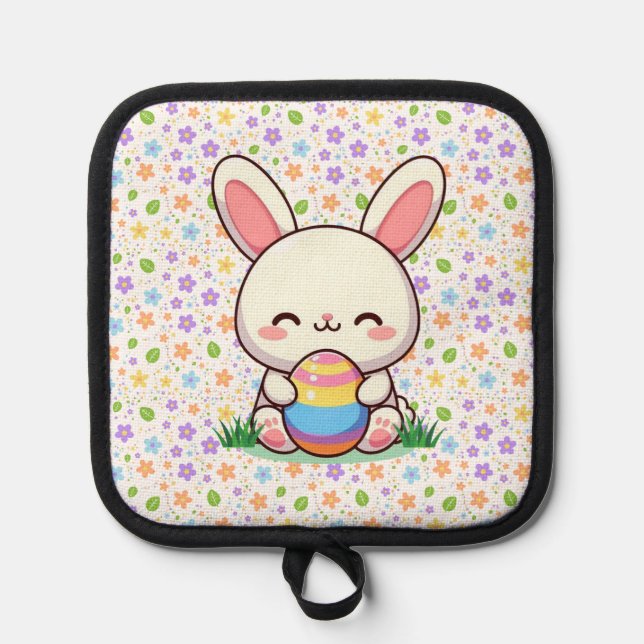 Manique Mignonne lapin de printemps/Pâques avec oeuf (Recto)